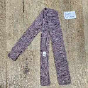 Private Club Skinny Knit Tie Heathered Purple 100% Wool 50.5" Vintage USA Mens